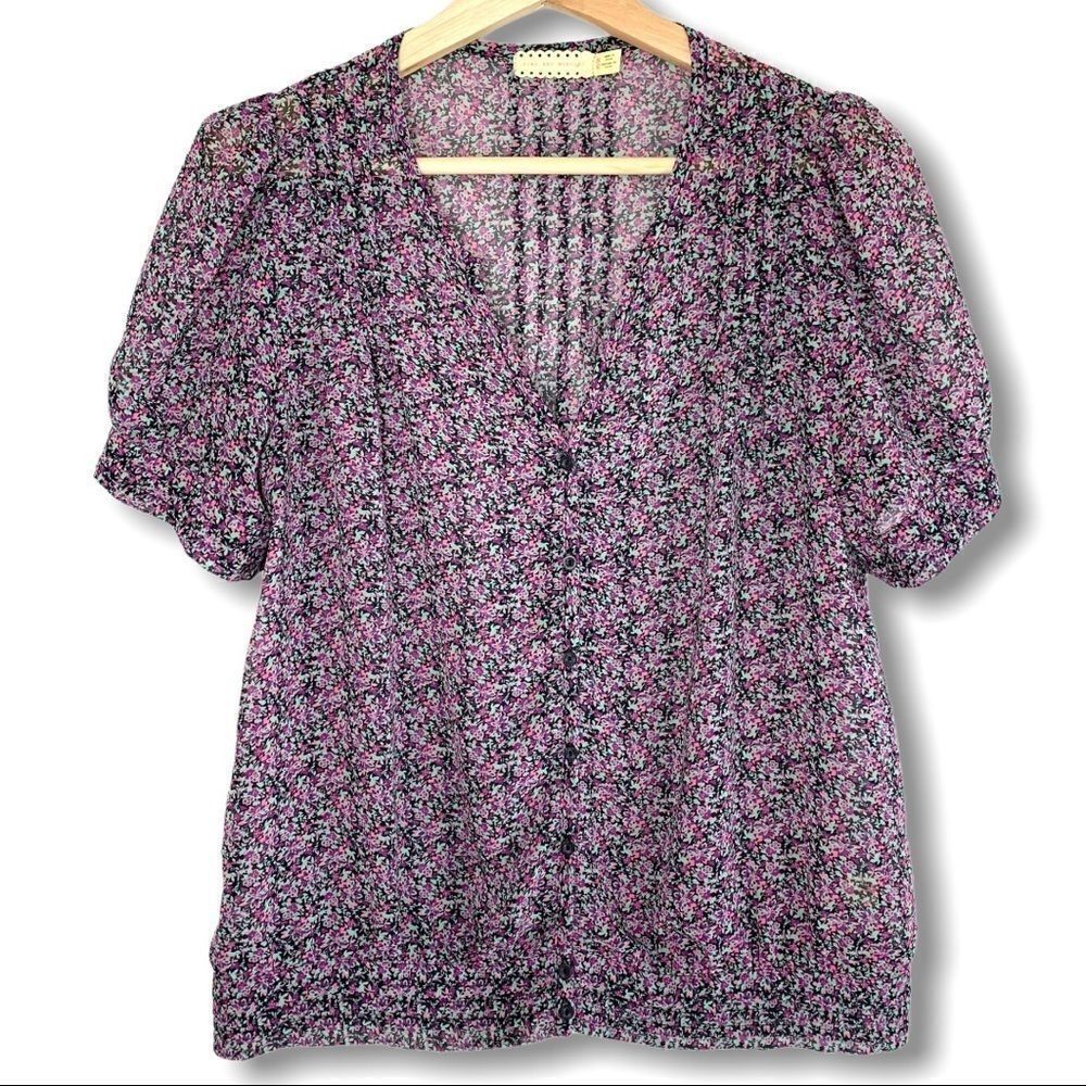 UO Pins and needles Mini Floral Button Top